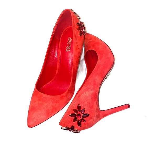 KORS Michael Kors Shoes - Michael Kors Red Suede Claire Pump/Heels NWT